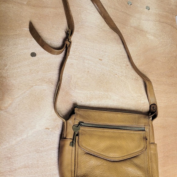 Vintage Fossil “1954” Genuine Brown Leather Crossbody Bag 75082 Y2K - Picture 6 of 12
